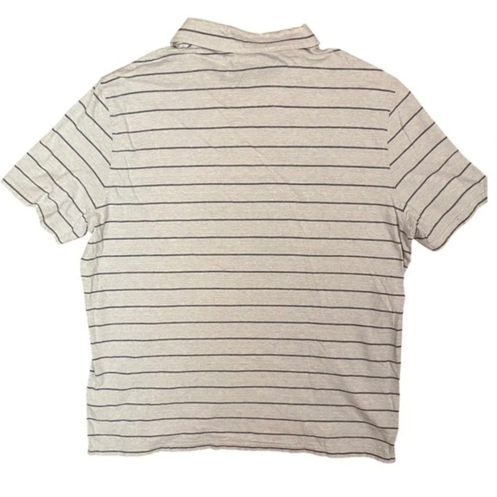 Jos. A. Bank Reserve Mens Gray Blue Striped Cotton Polo Shirt Tailored Fit‎ L
